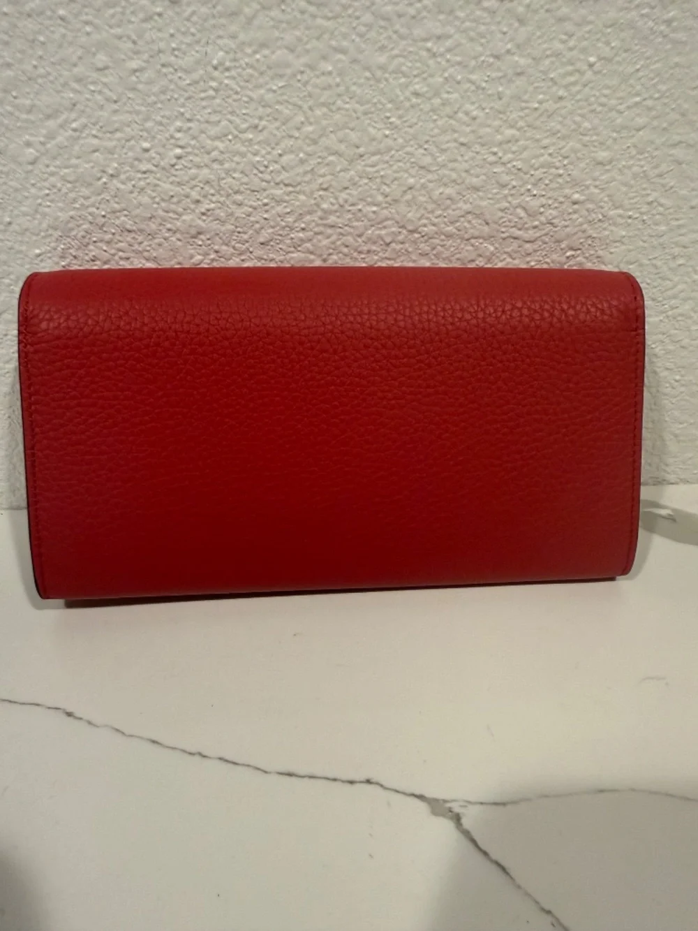 Marmont Continental Flap Wallet Red Pebbled Leather